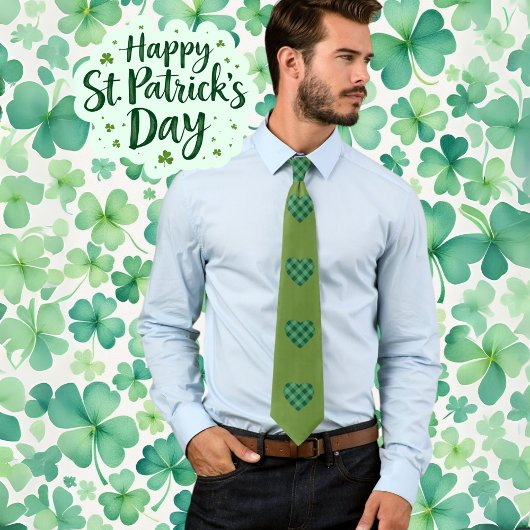 Cravate Vert olive tendance avec Motif de coeur