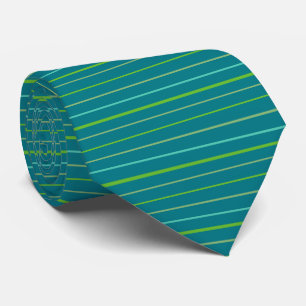 Cravate Vert printemps, jonquille jaune rayures turquoise