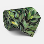 Cravate Vert Sage, Vert foncé et Noir (Roulé)