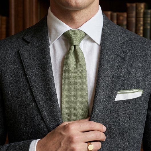Cravate Vert sauge Jacquard Héritage