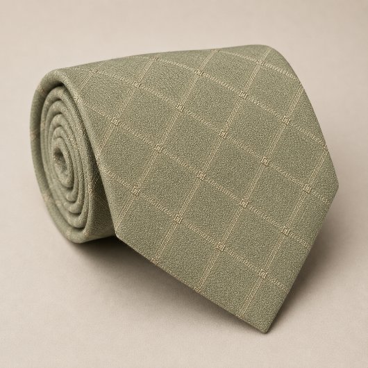 Cravate Vert Sauge Minimaliste Vitrage