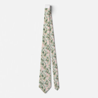 CRAVATE VERT SAUGE ROSE TIE BOTANIQUE CADEAU POUR PAPA