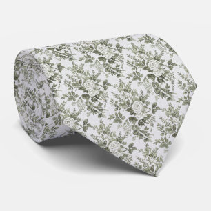 Cravate Vert sauge toile florale