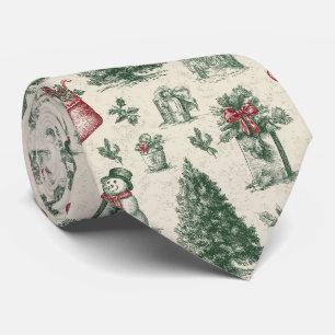 Cravate Vert sauge vintage Toile de Noël d'hiver