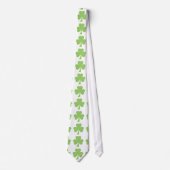 Cravate Vert Shamrock trèfle pois motif blanc (Devant)