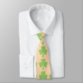 Cravate Vert Shamrock trèfle pois motif orange (Attaché)