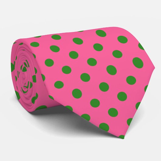 Cravate Vert sur rose Pois Design Motif