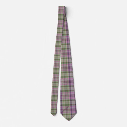 Cravate Vert, tartan classique lilas. (Dos)