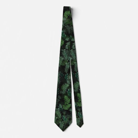 Cravate Vert tropicale moderne Feuillage vert noir (Devant)