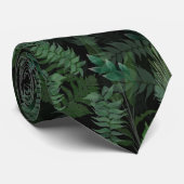 Cravate Vert tropicale moderne Feuillage vert noir (Roulé)