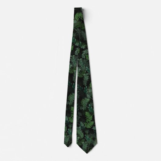Cravate Vert tropicale moderne Feuillage vert noir (Dos)