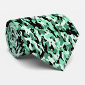 Cravate verte camouflage unique (Roulé)