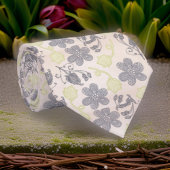 Cravate verte de la flore rose pourpre