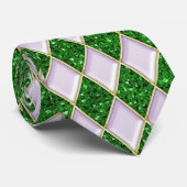 Cravate verte de mardi gras de motif de paillette (Roulé)