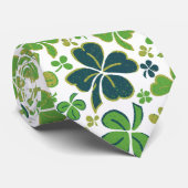 Cravate Verte Lucky Clover 4 Motif Shamrock Feuille (Roulé)