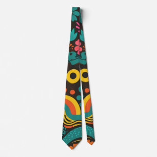 Cravate Vibes Groovy des années 70 Motif Rétro
