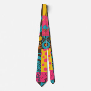 Cravate Vibes Groovy des années 70 Motif Rétro