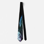 Cravate Vibrant Aqua Blue Green Flame Art Black Tie (Devant)