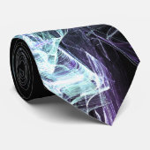 Cravate Vibrant Aqua Blue Green Flame Art Black Tie (Roulé)