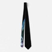 Cravate Vibrant Aqua Blue Green Flame Art Black Tie (Dos)