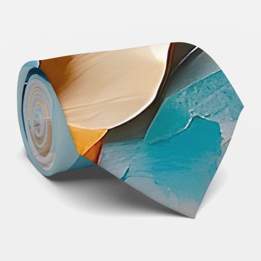 Cravate Vibrant coloré Abstrait peinture bleu jaune (Roulé)