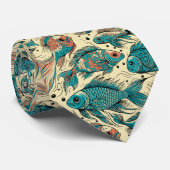 Cravate Vibrant Fish Pattern Colorful  (Roulé)