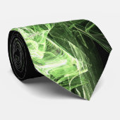 Cravate Vibrant Green Fractal Flame Art Black Tie (Roulé)