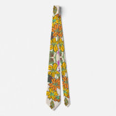 Cravate Vibrant Magenta & Orange Art Deco Flower Art (Devant)