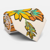 Cravate Vibrant Magenta & Orange Art Deco Flower Art (Roulé)