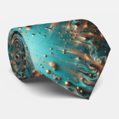 Cravate Vibrant métal Turquoise or bronze AI peinture (Roulé)
