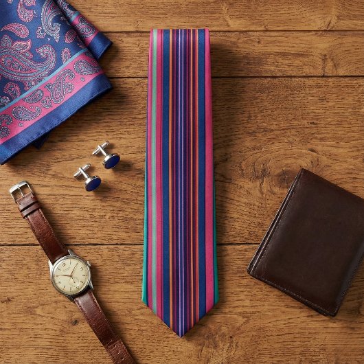 Cravate Vibrant Multicolor Striped Neck Tie