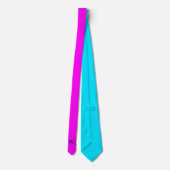 Cravate Vibrant néon fluorescent bleu rose monogramme doub (Dos)