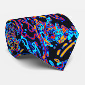 Cravate Vibrant Neon Multicolored Curvy Line Pattern (Roulé)