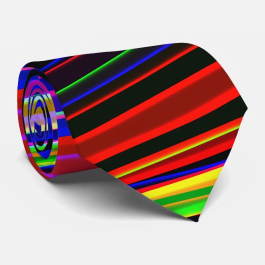 Cravate Vibrant Neon Striped Abstract Pattern (Roulé)