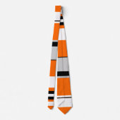 Cravate Vibrant Orange, Blanc, Noir et Cendres rayées (Dos)
