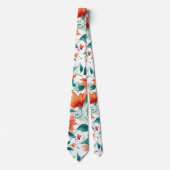 Cravate Vibrant Orange Floral Garden Pattern - Elegant Tea (Devant)