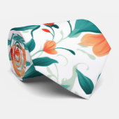 Cravate Vibrant Orange Floral Garden Pattern - Elegant Tea (Roulé)