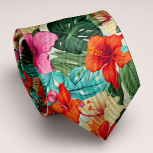Cravate Vibrant Personnalisable Tropical Floral
