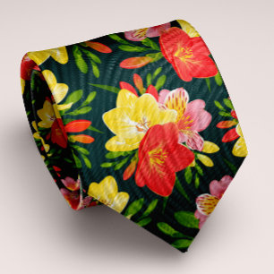 Cravate Vibrant Personnalisable Tropical Floral