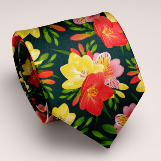 Cravate Vibrant Personnalisable Tropical Floral