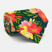 Cravate Vibrant Personnalisable Tropical Floral (Roulé)