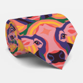 Cravate Vibrant Pop Art Cow Face Portrait (Roulé)