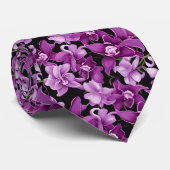 Cravate Vibrant purple and pink orchids wildflower (Roulé)