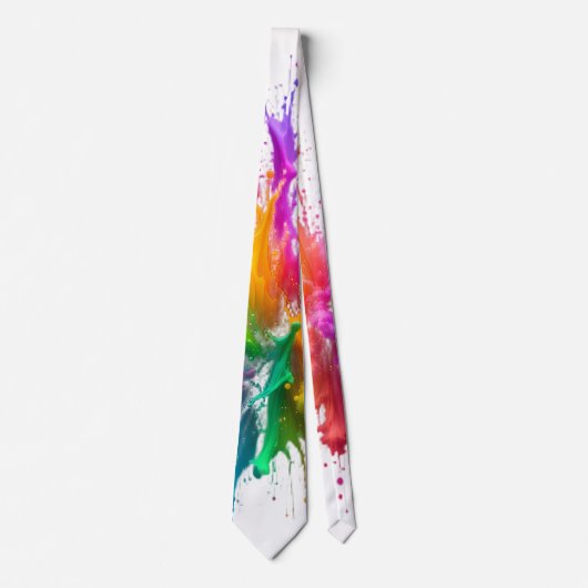 Cravate Vibrant Rainbow Paint Splatter Explosion (Devant)