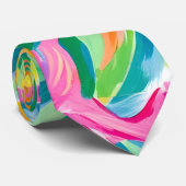 Cravate Vibrant Tropical Abstract  (Roulé)