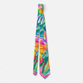 Cravate Vibrant Tropical Abstract  (Dos)