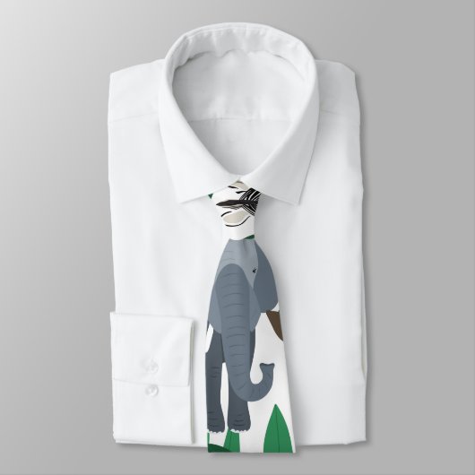 Cravate Vierge Zebra Elephant Giraffe Safari Animals (Attaché)