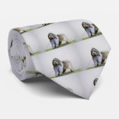 Cravate Vieux chiot de mouton anglais Chien et pavots (Roulé)