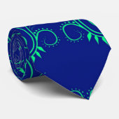 Cravate Vignes abstraites vertes motif bleu (Roulé)