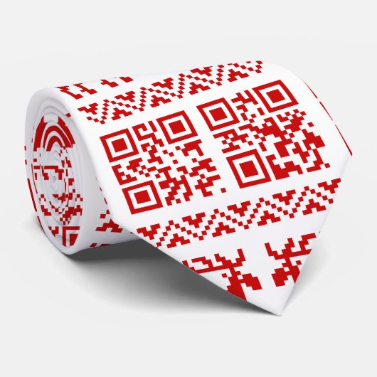 Cravate Vilain Sweater QR Code Bonne année! (Roulé)